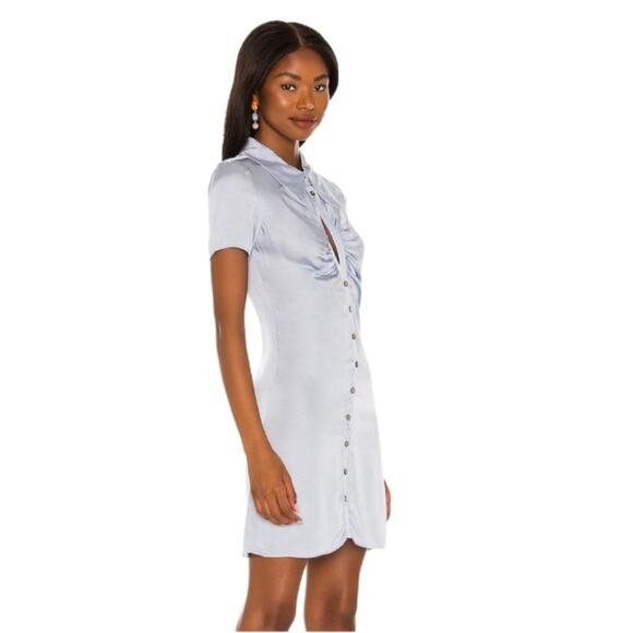 Song of Style Lily Mini Shirt Dress Blue : Keyhole on chest Size M - Picture 6 of 14